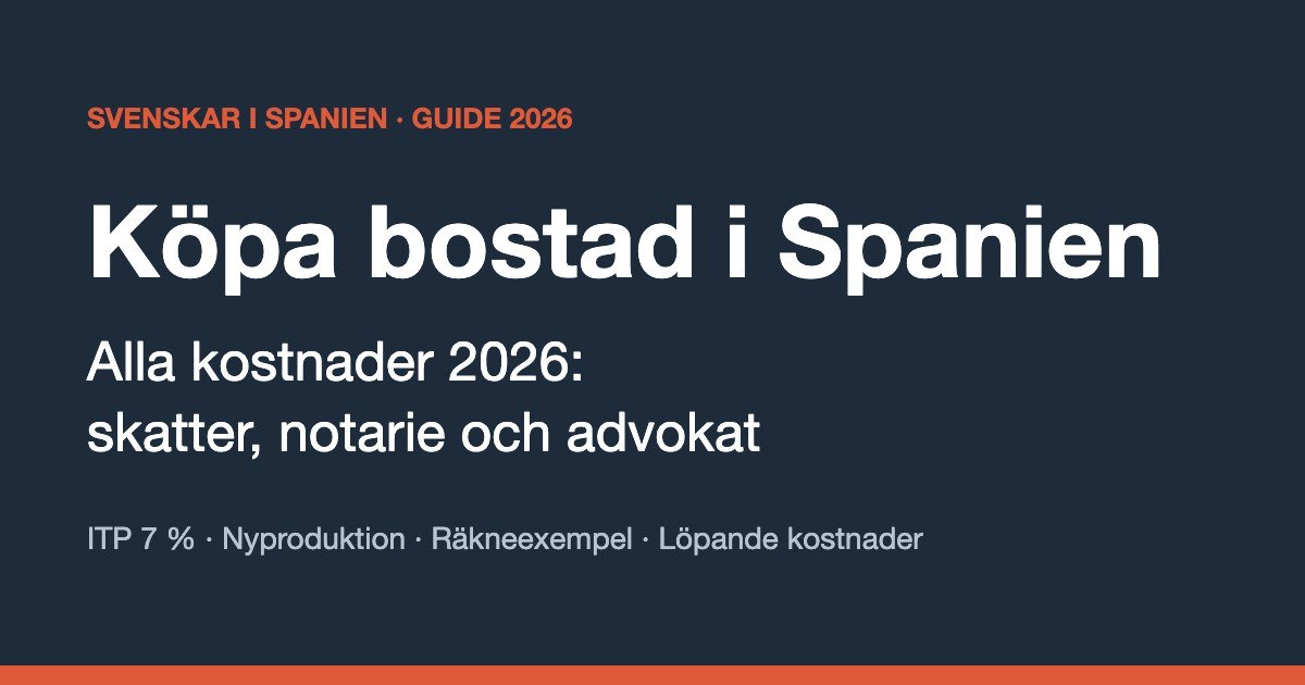 Köpa bostad i Spanien – alla kostnader 2026